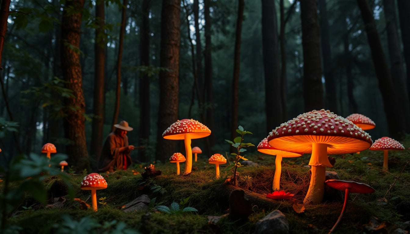 Daniel Woerner amanita muscaria in a magic forest with shamans